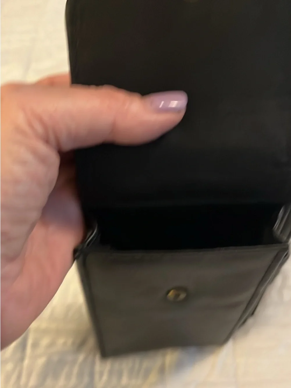 Black Leather Crossbody Phone Bag - Unbranded